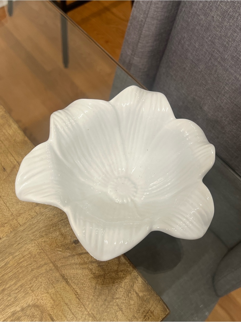 Pier 1 White Floral Ceramic Serving Bowl - Elegant Home Dining